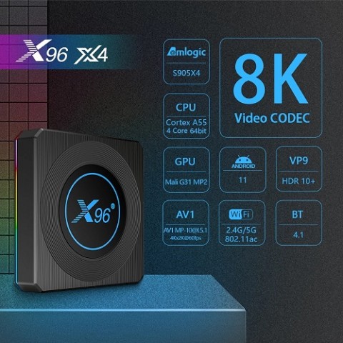 X96 X4 8K 4/64 GB Android TV Box