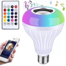 RGB LED izzó beépített Bluetooth hangszóróval és távirányítóval E27 foglalat