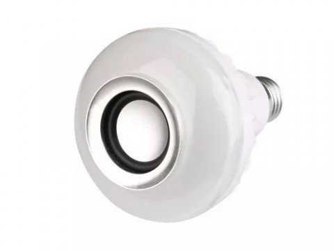 RGB LED izzó beépített Bluetooth hangszóróval és távirányítóval E27 foglalat