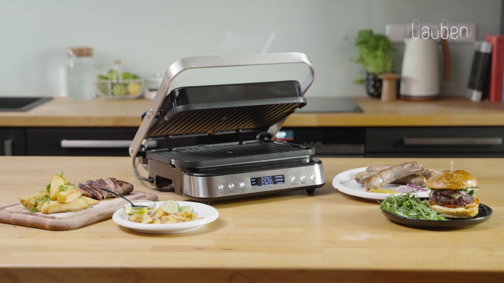 Lauben Contact Grill Deluxe 2000ST – Stolní kontaktní gril s 6 automatickými programy, odnímatelnými plotýnkami a LED displejem